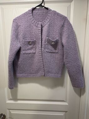 Lavender Knit Sparkle Cardigan Jacket